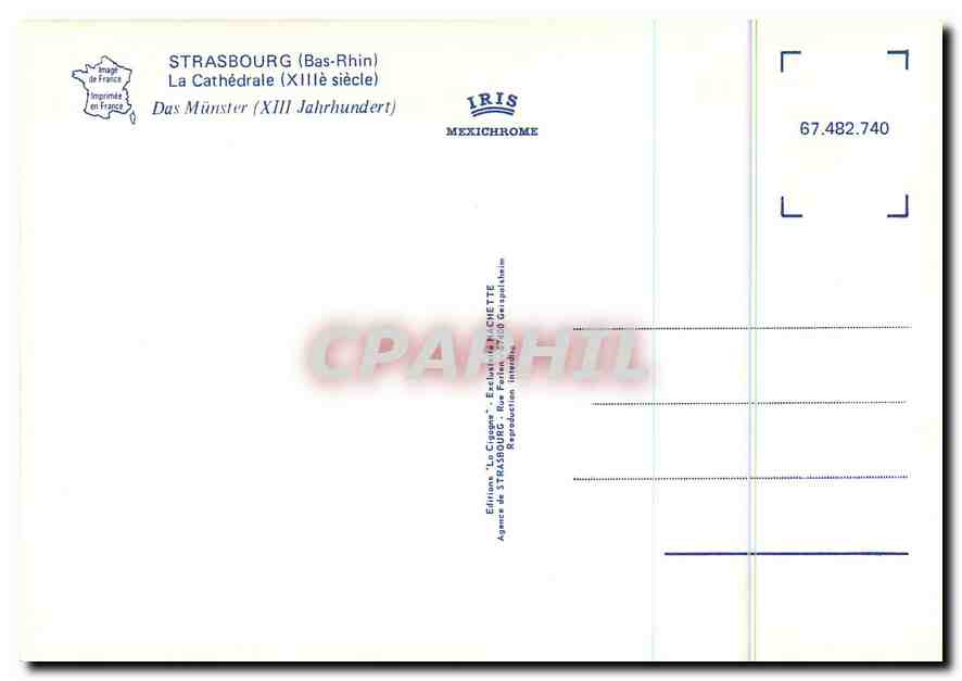 CPM Strasbourg Bar Rhin La Cathedrale Das Munster  — Rückseite