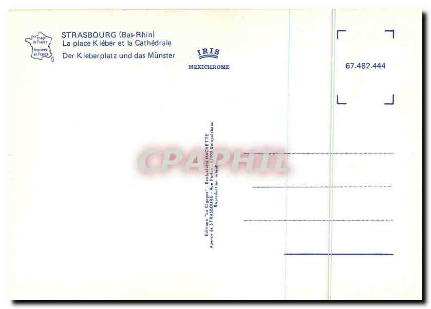 CPM Strasbourg Bas Rhin La place Klebar et la Cathedrale  — Rückseite