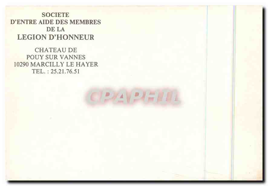 CPM Societe d'Entre aide des Membres de la Legion d'Honneur Chateau de Poys sur Vannes  — Rückseite