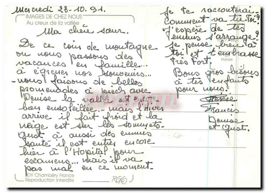 CPM Images de Chez Nous Au creux de la vallee  — Back