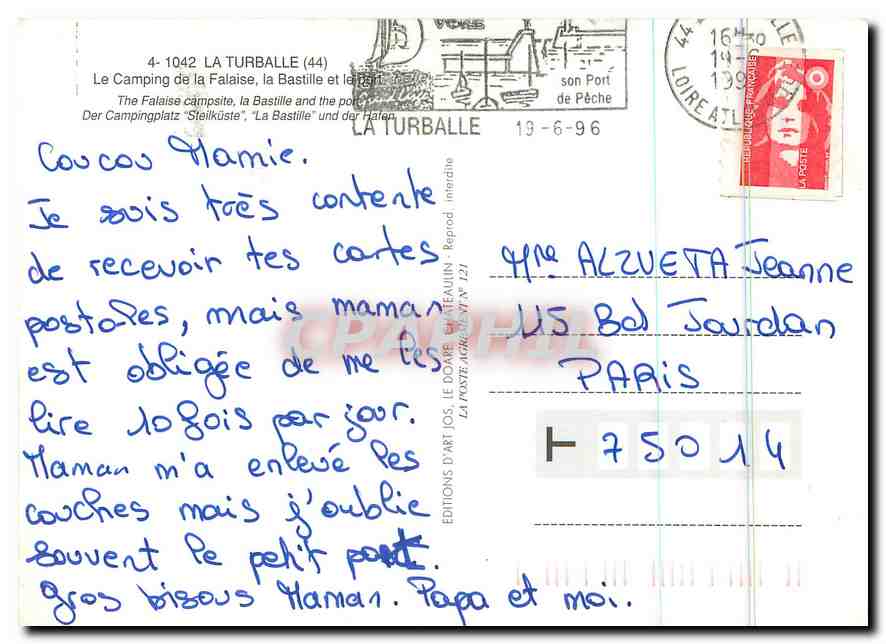 CPM La Turballe Le camping de la falaise — Rückseite