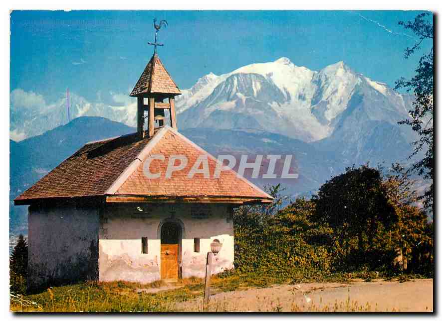 CPM Les Alpes Francaises Chapelle en Montagne au fond le Mont Blanc 