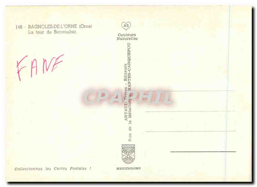CPM Bagnoles de l'Orne Orne La tour de Bonvouloir  — Rückseite