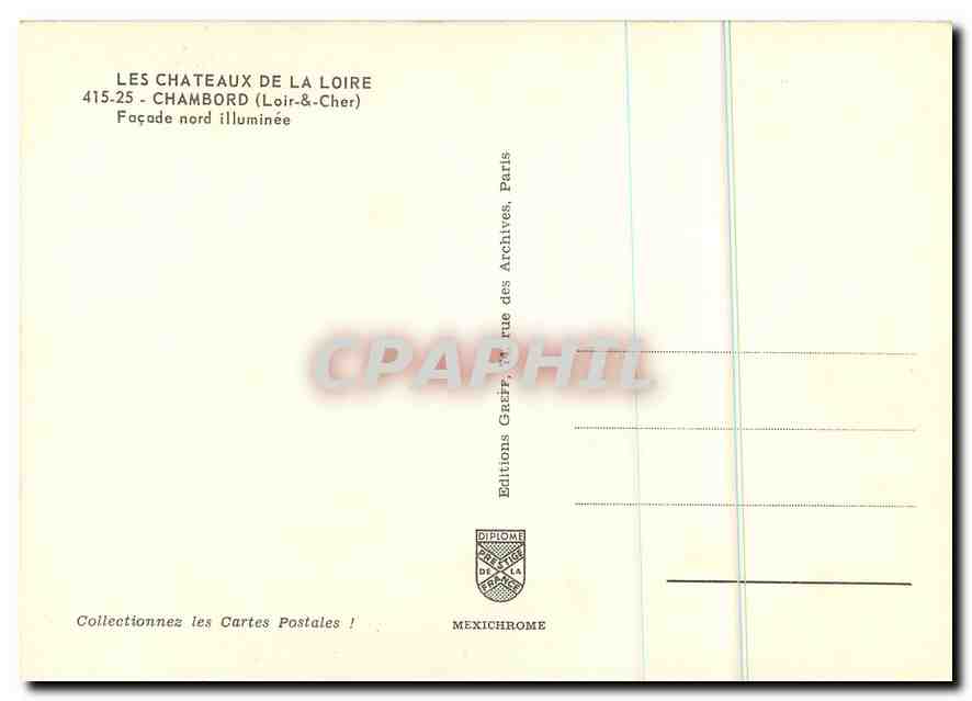 Chambord — Façade nord illuminée — Éditions Diplôme, Paris — Reverso