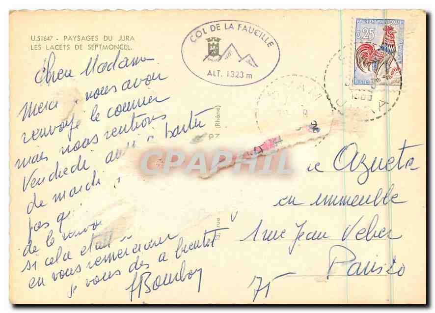CPM Paysages du Jura Les lacets de Septmoncel  — Rückseite