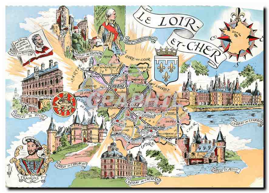 Le Loir-et-Cher — Carte postale touristique illustrée — Éditions Gaby