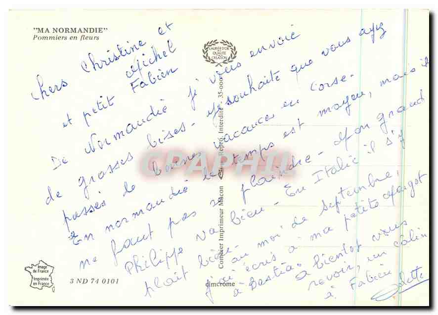 CPM Ma Normandie Pommiers en fleurs  — Rückseite