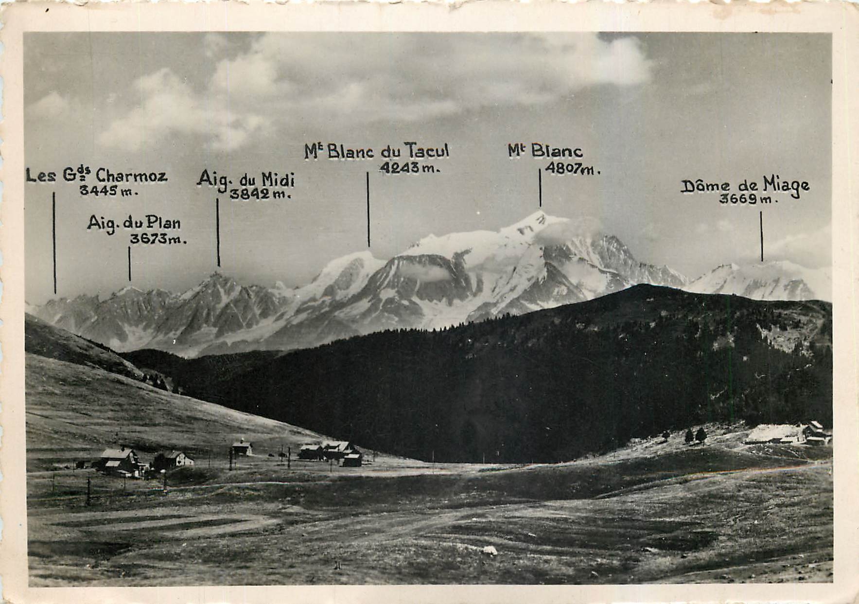 Col des Aravis et le Mont Blanc — vue des sommets environnants — L. Mohand, éditeur à Mégeye (Haute-Savoie)
