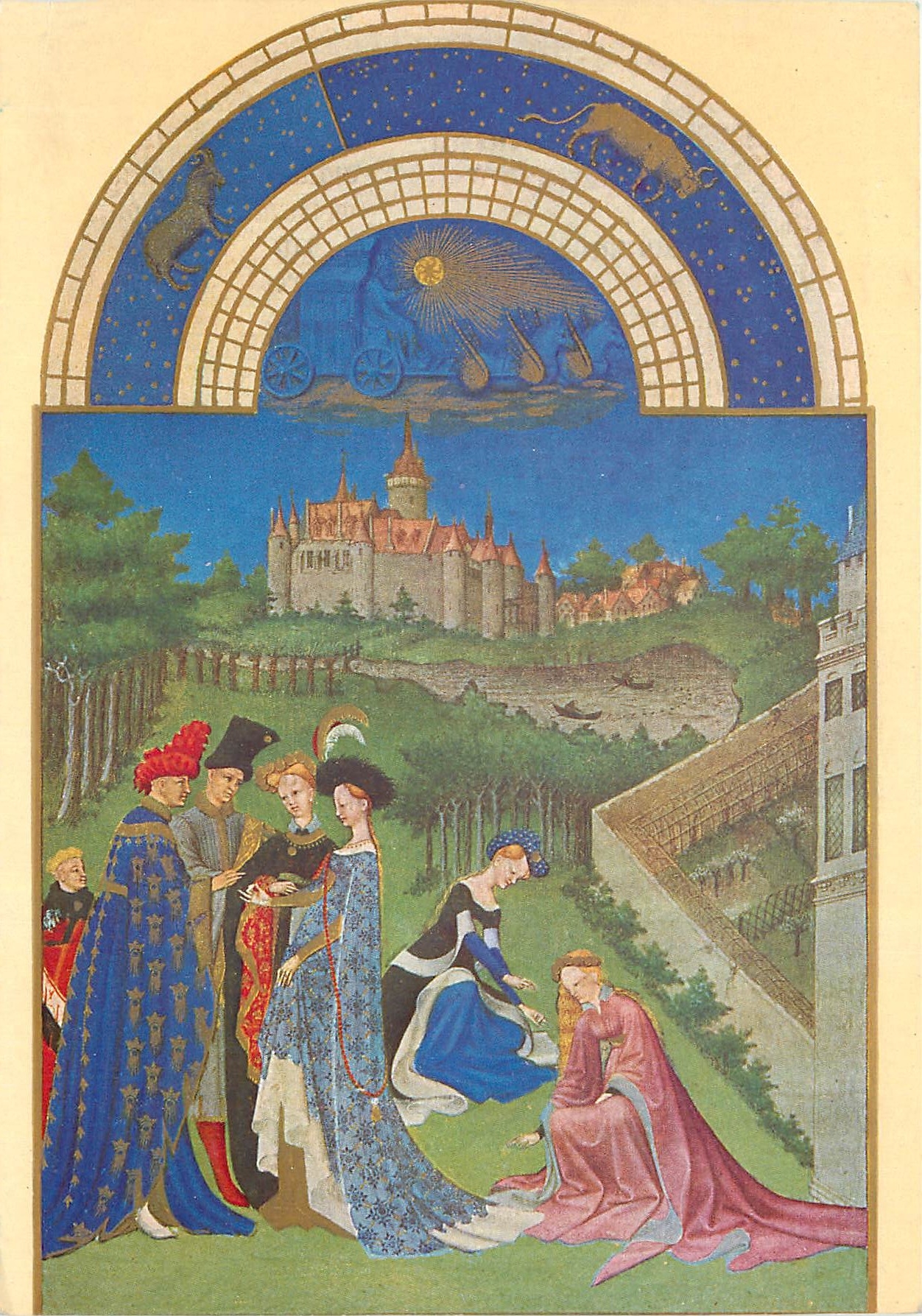 CPM Les tres riches heures du duc de Berry Le Chateau de Dourdan Les accordailles 