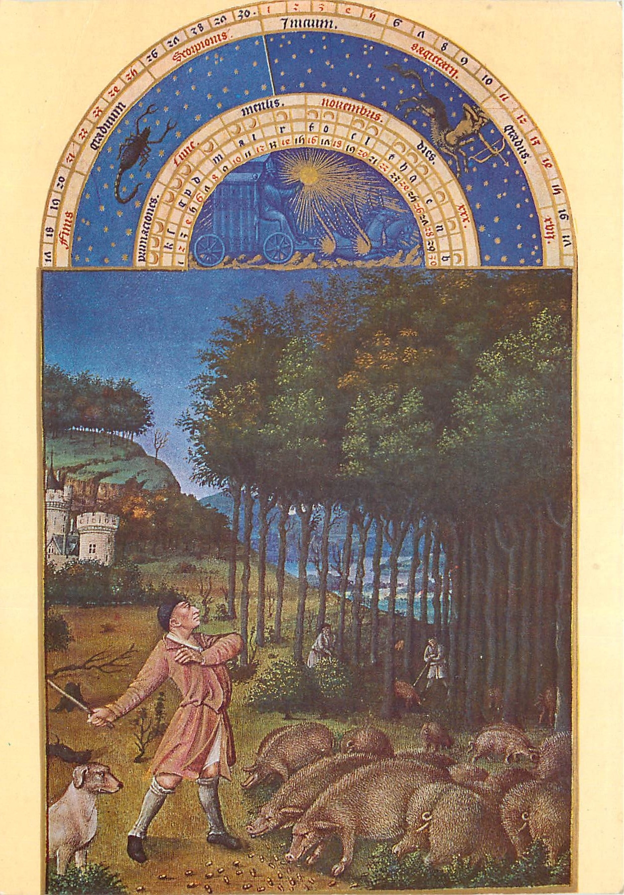 CPM Les tres riches heures du duc de Berry Novembre La Glandee 