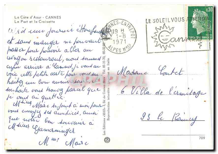 CPM La Cote d'Azur Cannes Le Port et la Croisette  — Rückseite