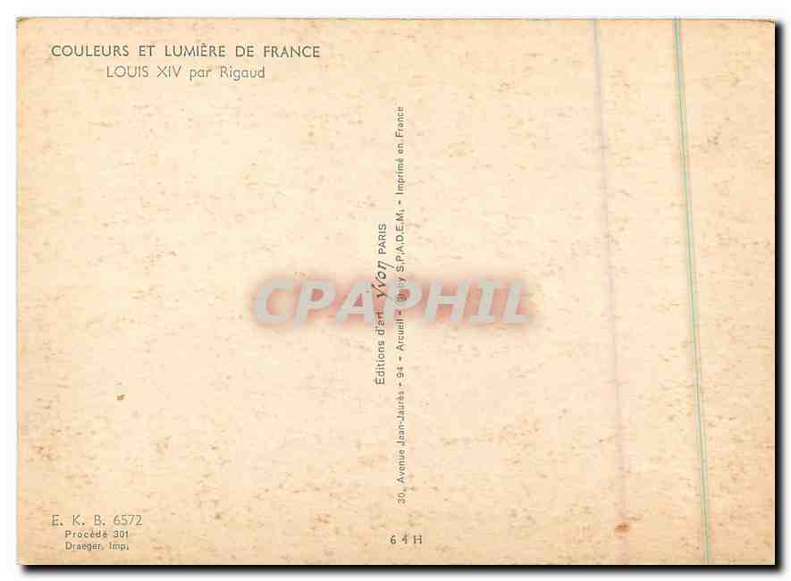 CPM Couleurs et Lumiere de France Louis XIV par Rigaud  — Back