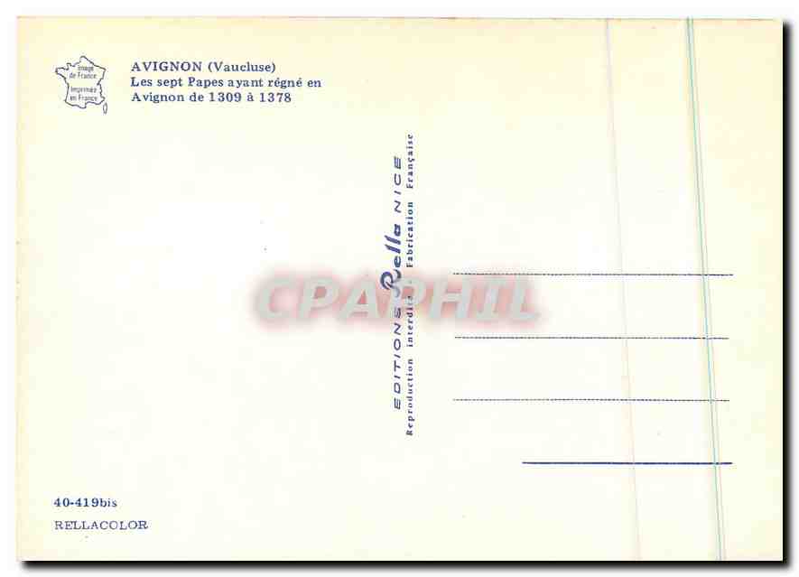 CPM Avignon Vaucluse Les sept Papes ayant regne en Avignon  — Verso