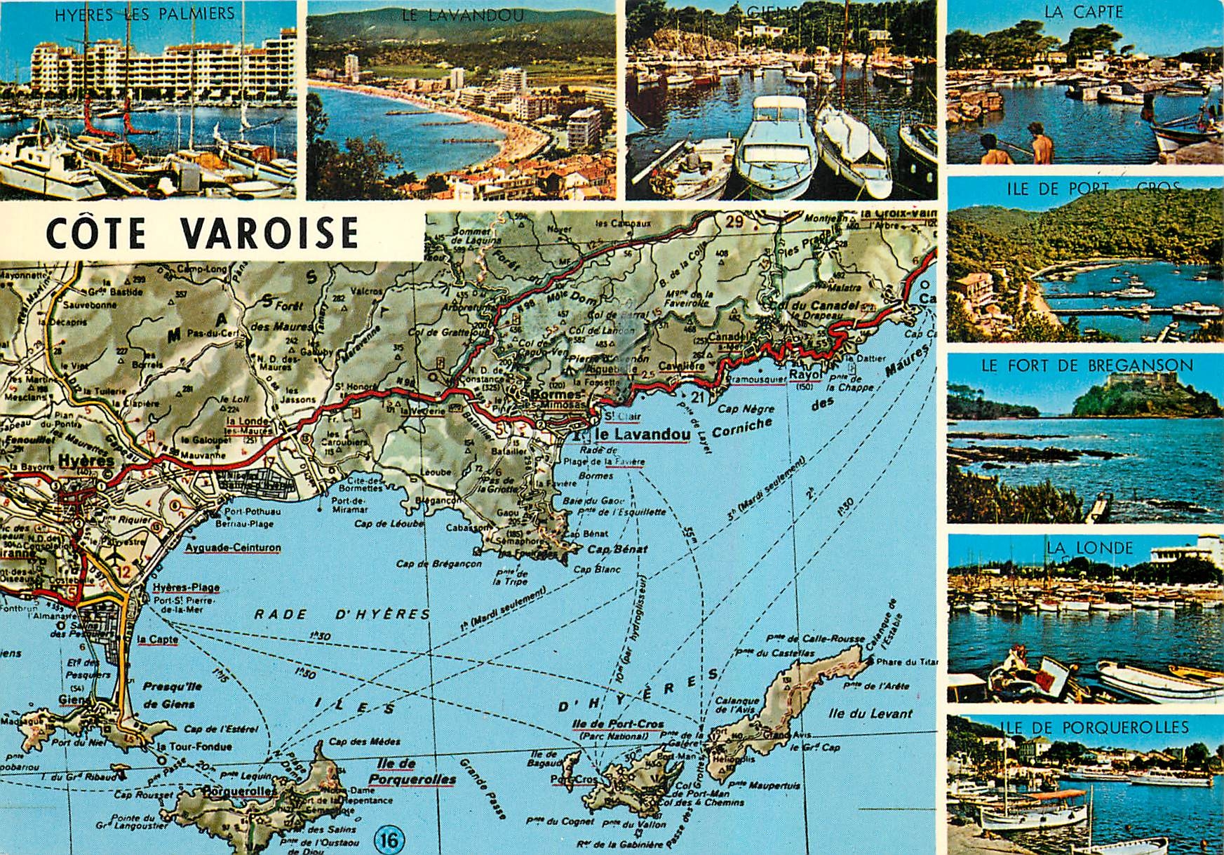 CPM Cote Varoise Hyeres Les Palmiers Le Lavandou La Capte Le fort de Breganso Bregancon La Londe Por