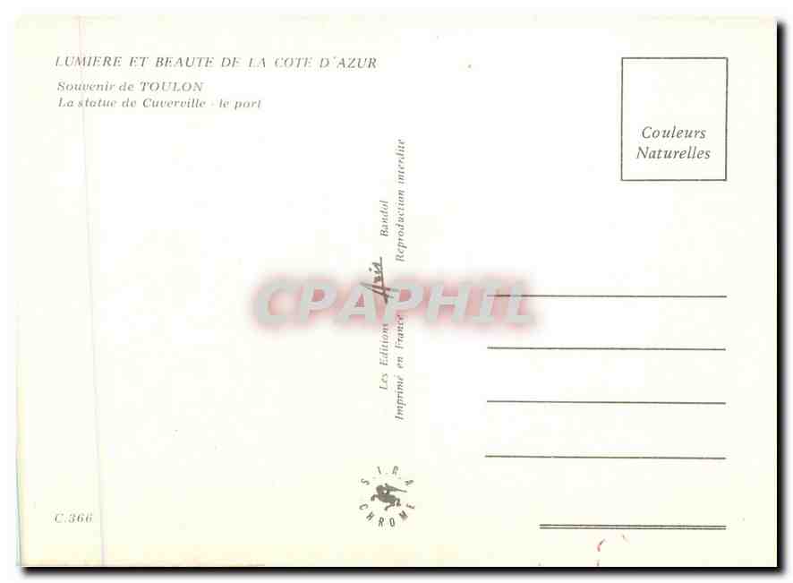 Toulon — Souvenir de Toulon — Les Éditions Bandol — Rückseite