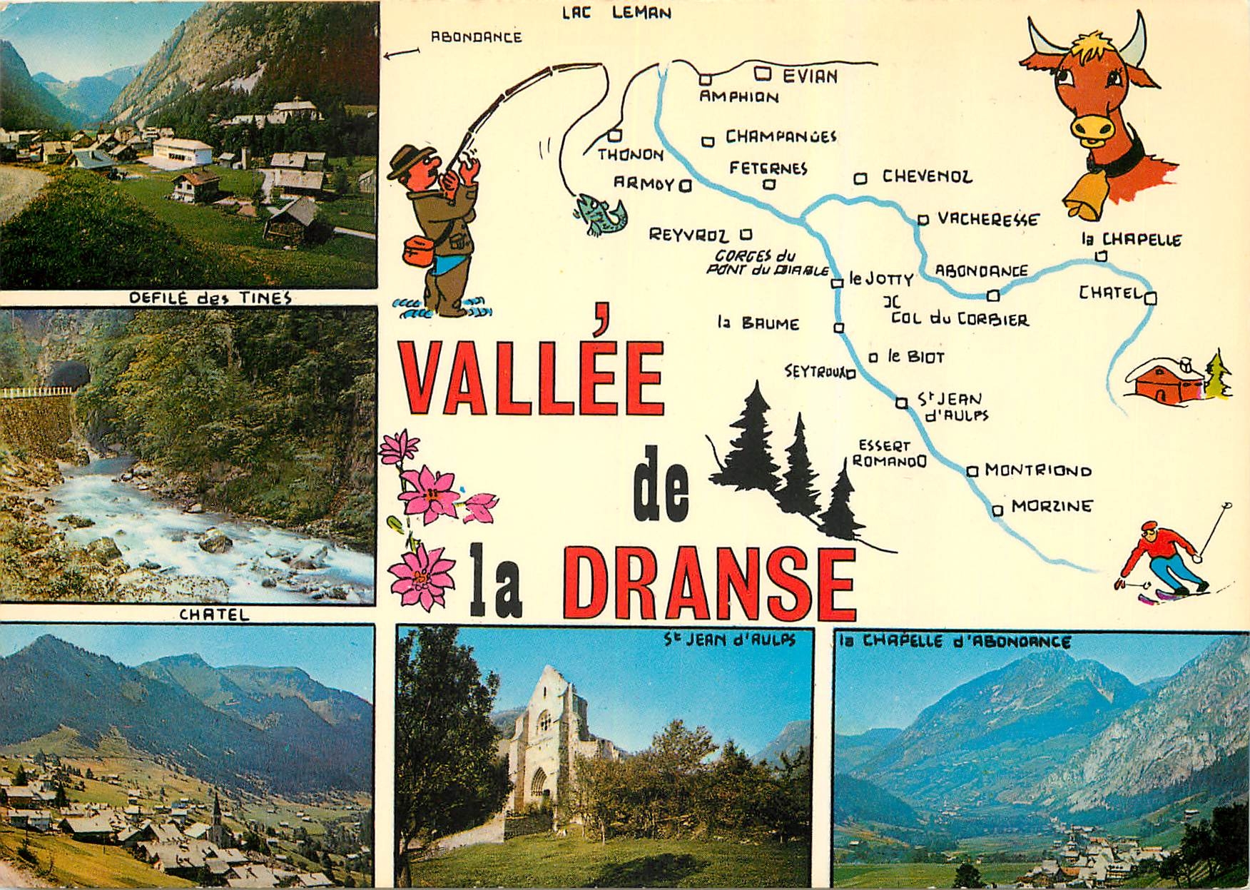 CPM Vallee de la Dranse Haute Savoie Peche Vache Pecheur