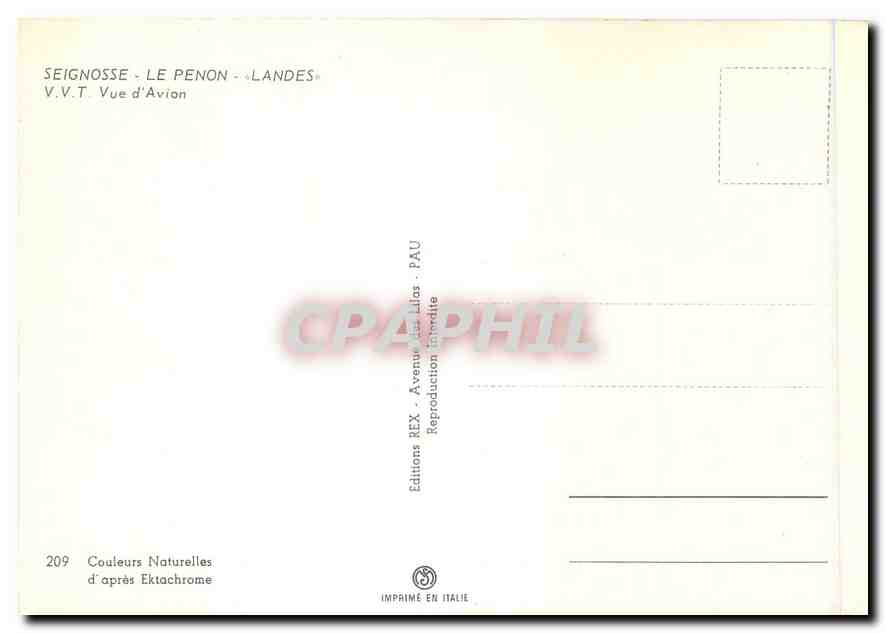 CPM Seignosse Le Penon Landes V.V.T. Vue d'Avion  — Rückseite