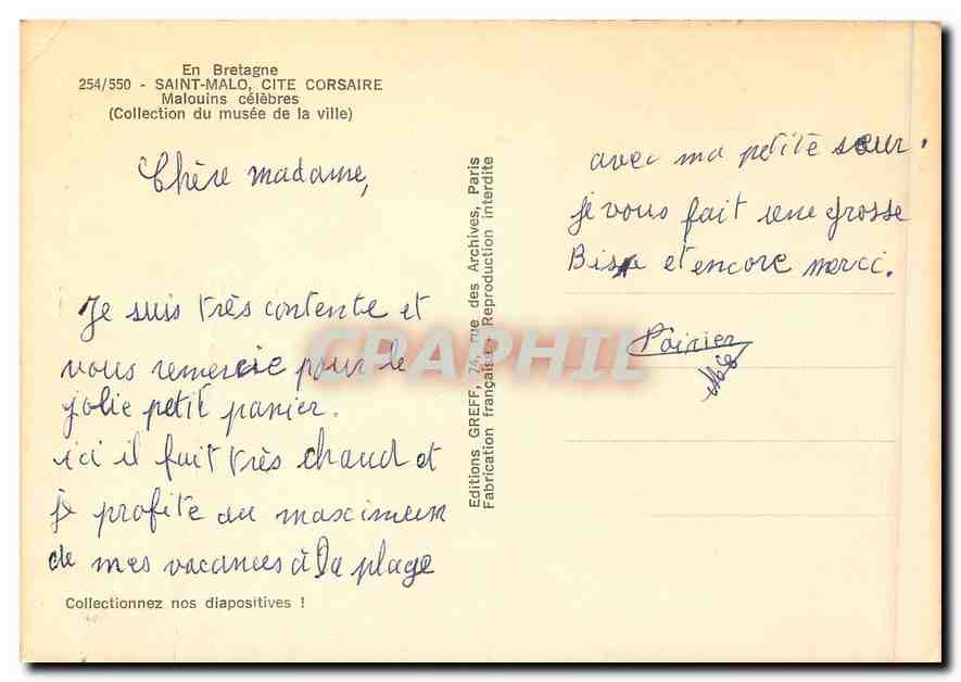 CPM En Bretagne Saint Malo Cite Corsaire Malouins celebres — Verso