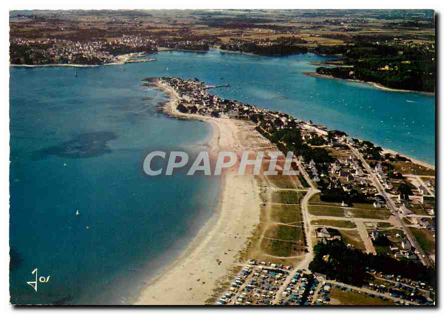 CPM La Bretagne en Couleurs L'Ile Tudy Finistere La plage vue d'avion ses campings et la riviere de 