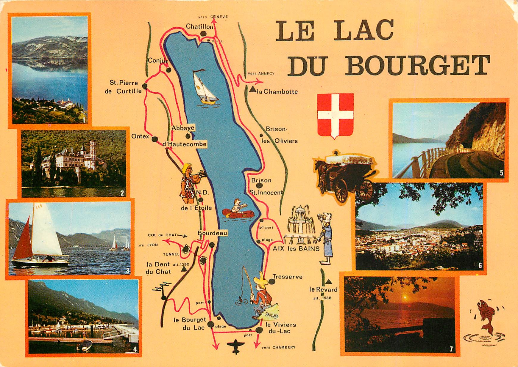 CPM Le Lac du Bourget Savoie L'Abbaye d'Hautecombe et la Chambotte Vue du Lac Plaisir de la Voie Le 