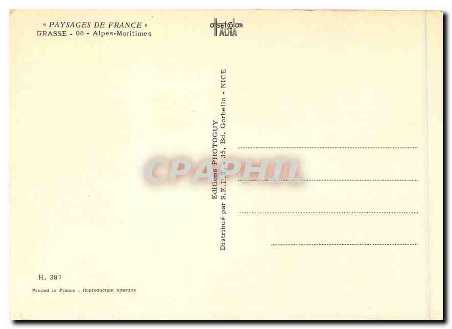 CPM Paysages de France Grasse Alpes Maritimes  — Back