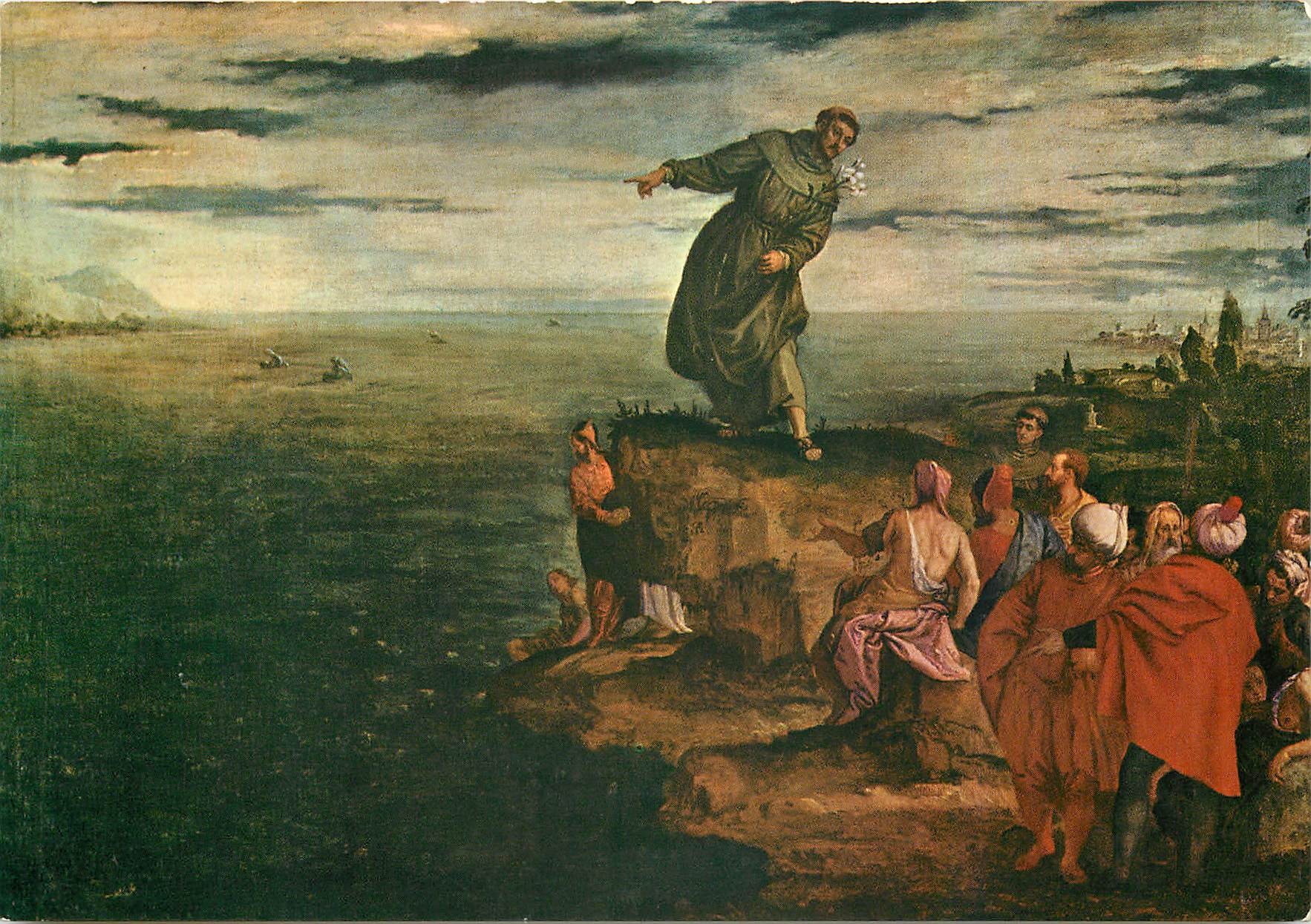 CPM Roma Galeria Borgese Antoine prechant aux poissons 