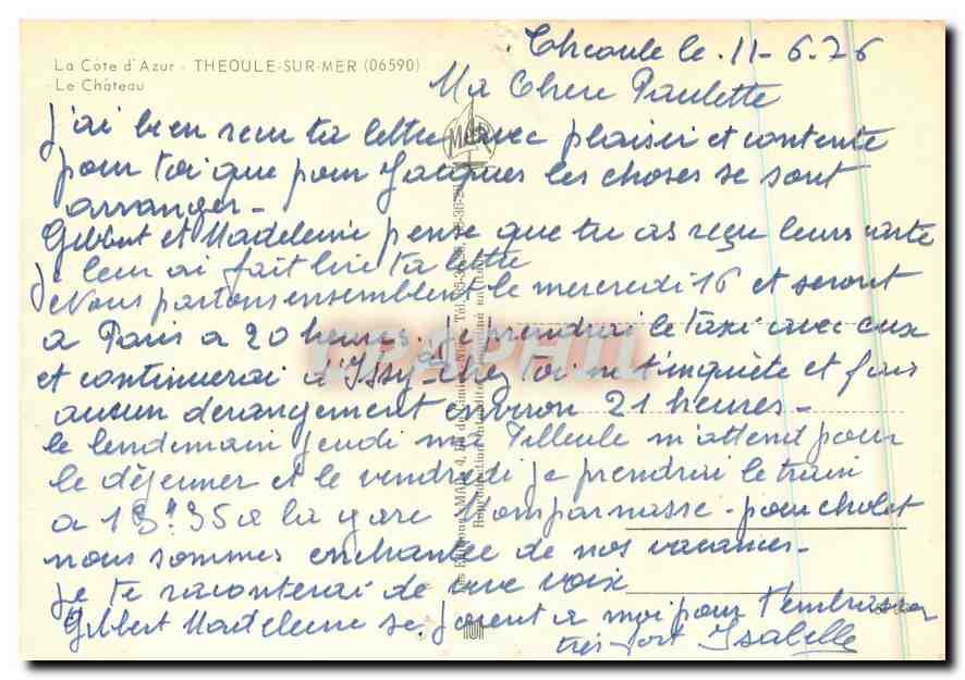CPM La Cote d'Azur Theoule sur Mer le Chateau  — Rückseite
