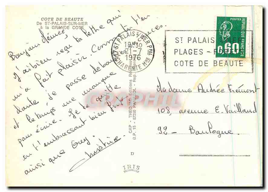 St Palais — Panorama de La Grande Côte — Éditions Théodat — Rückseite