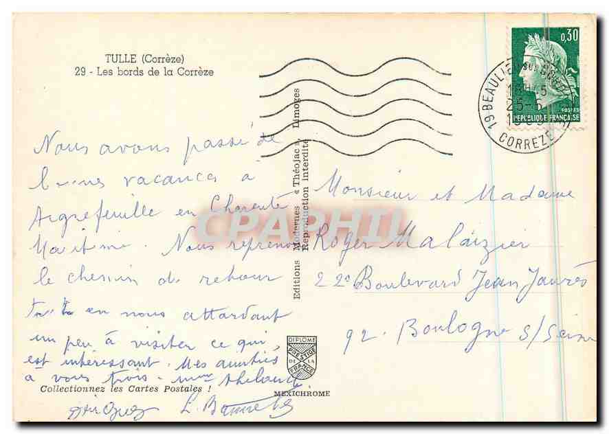 CPM Tule Correze les bords de la Correze  — Rückseite