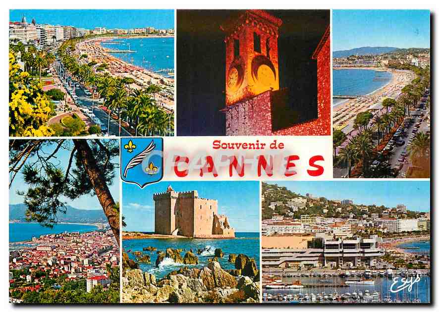 CPM La Cote d'Azur Cannes A M la Croisette et ses Places la Tour Horloge de Notre Dame de l'Esperanc