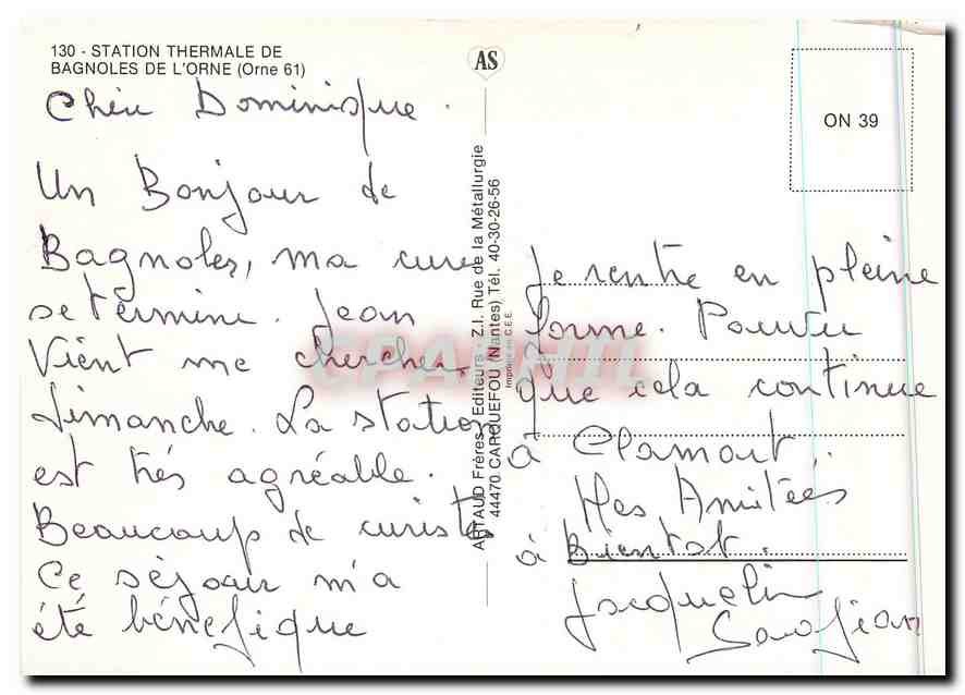 CPM Station Thermale de Bagnoles de l'Orne  — Rückseite