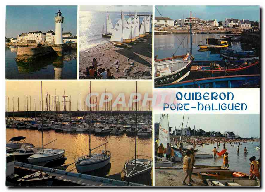 CPM Quiberon le Phare de Port Haliguen le centre nautique le vieux port et le Nouveau Port de Plaisa