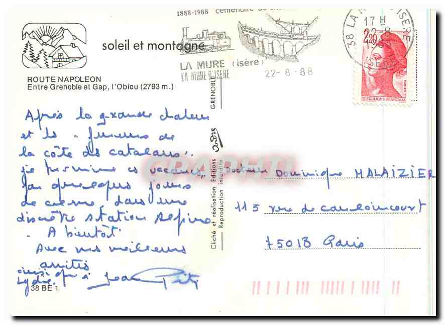Vue du Mont Éolien — Route Napoléon — Éditions Cliché — Reverso