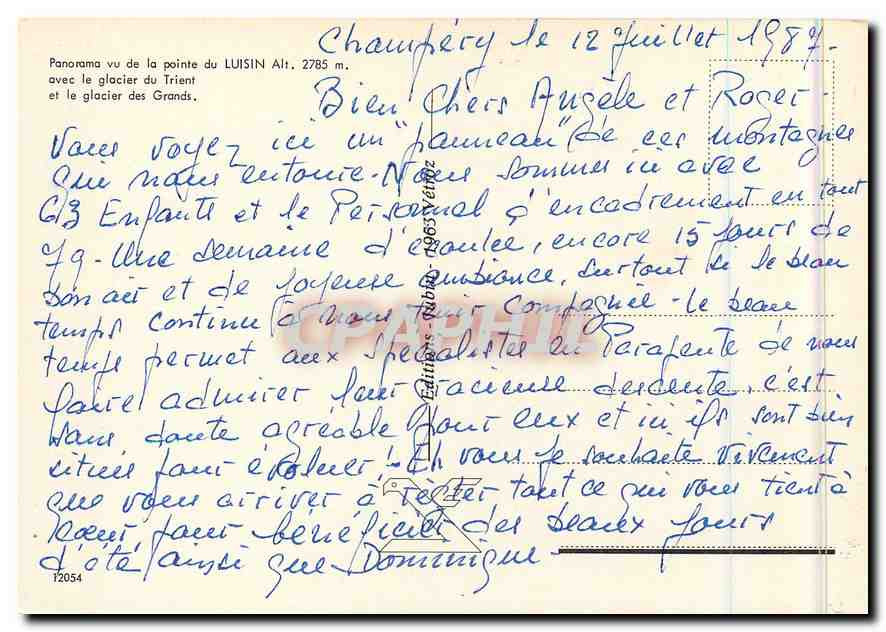 Panorama des Aigues-Mortes — Montagnes enneigées avec croix au premier plan — éditeur CPAPHIL, n° 12054 — Rückseite