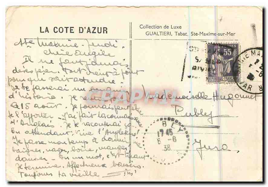 CPM La Cote d'Azur St Maxime sur mer vue generale  — Rückseite
