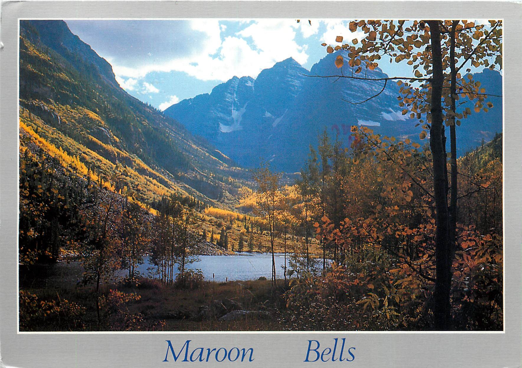 CPM Maroon Lake and Maroon Bell Peaks Autumn White River National Forest near Aspen Colorado 