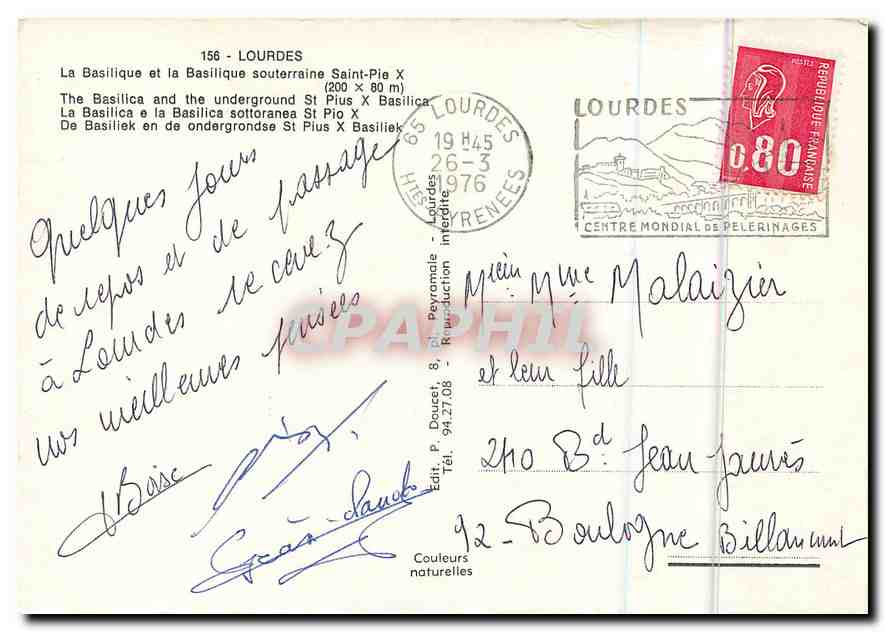 CPM Lourdes la BAsilique et la Basilique Souterraine Saint Pie  — Verso