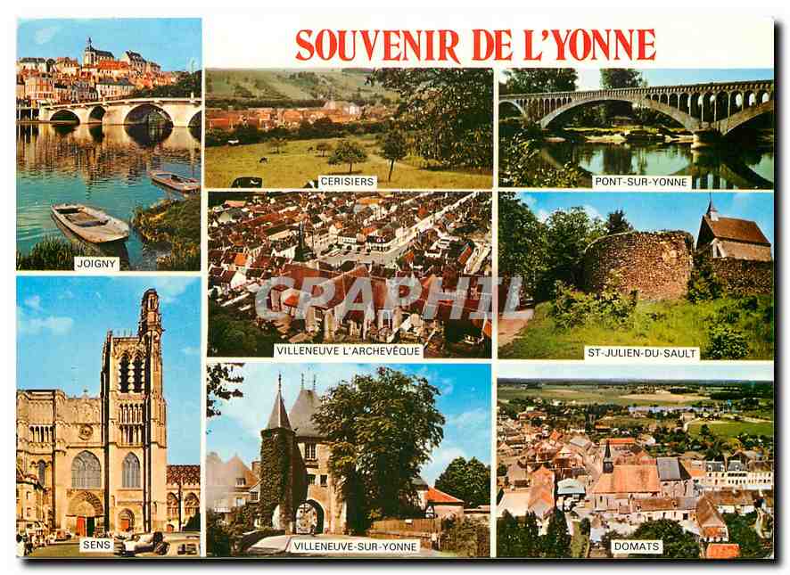 CPM Souvenir de l'Yonne Joigny Cerisiers Pont sur Yonne St Julien du Sault Villeneuve Sens Domats