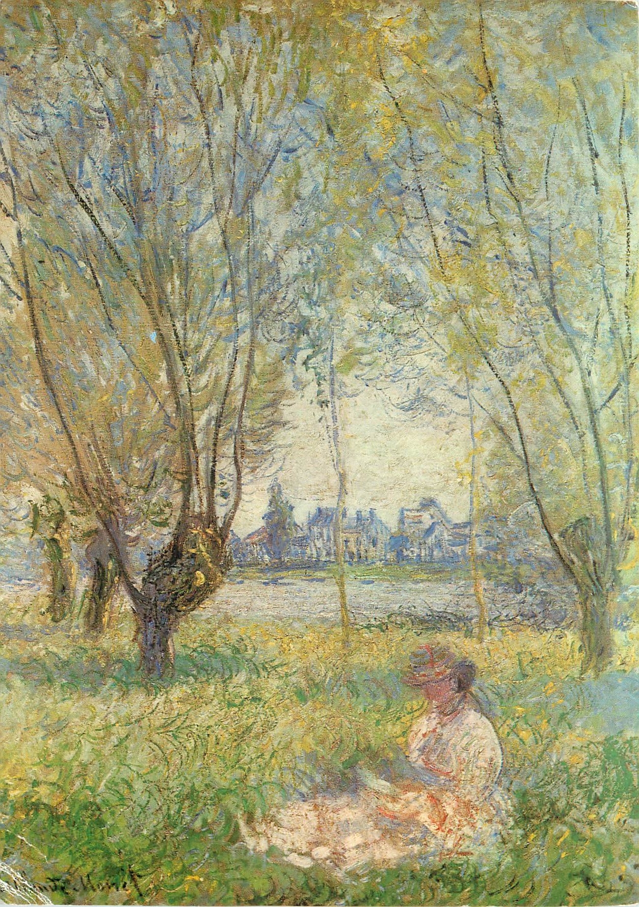 CPM Monet Jeune Femme assise sous un saule 