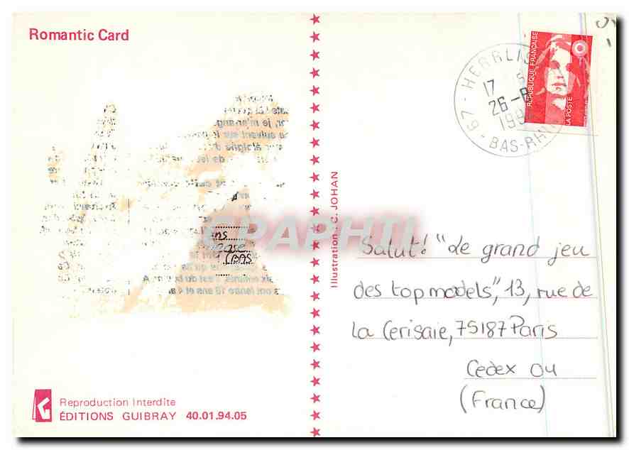 CPM Romantic Card  — Verso