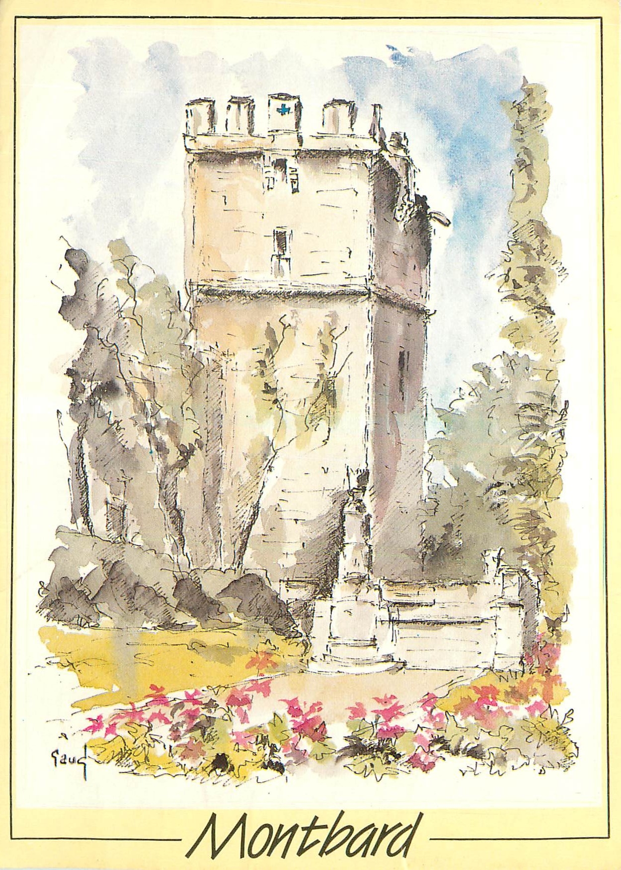 CPM Montbard Cote d'Or la Tour de l'Aubespin aquarelle de G Audusseau 