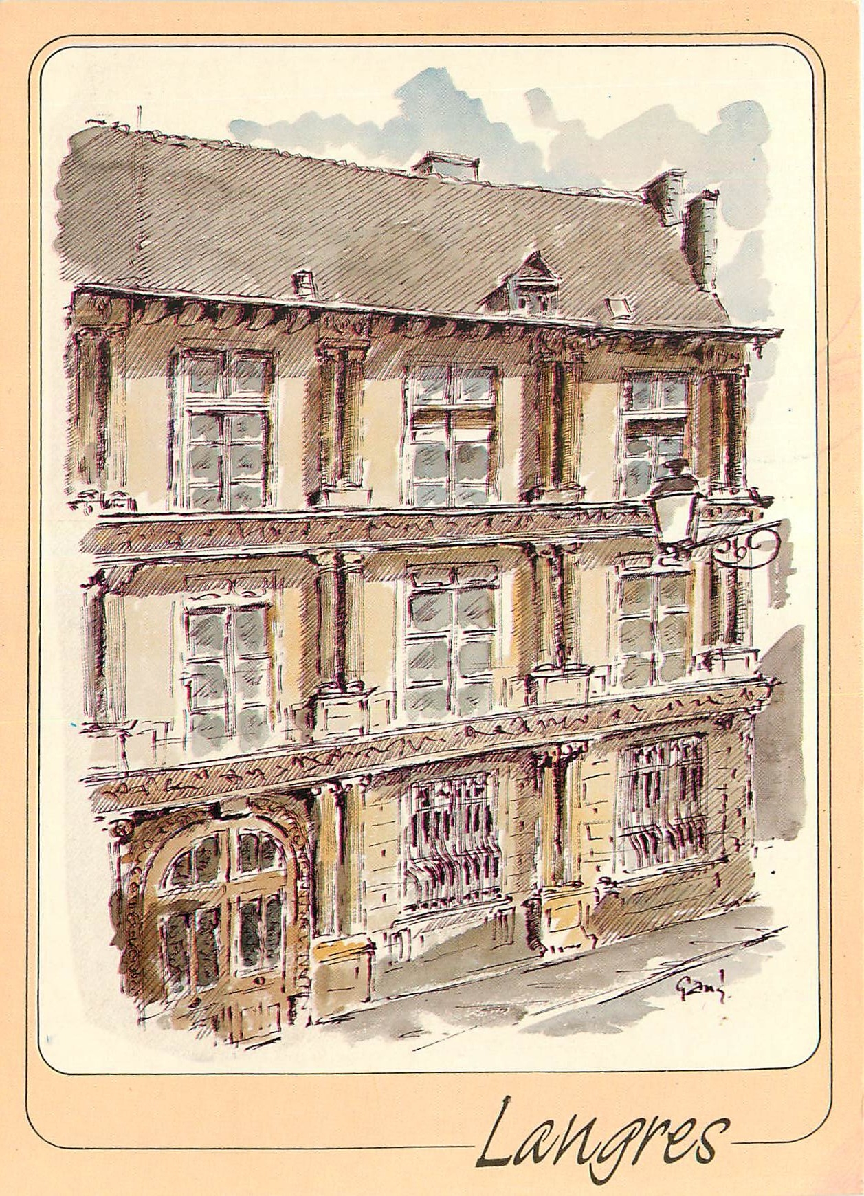 CPM Langres Haute Marne Maison Renaissance XVI siecle aquarelle de G Audusseau 