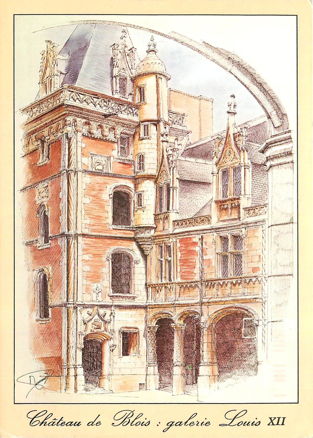 CPM Scenes et Architecture du Val de Loire Dessin d'apres nature de Michel Perreard 