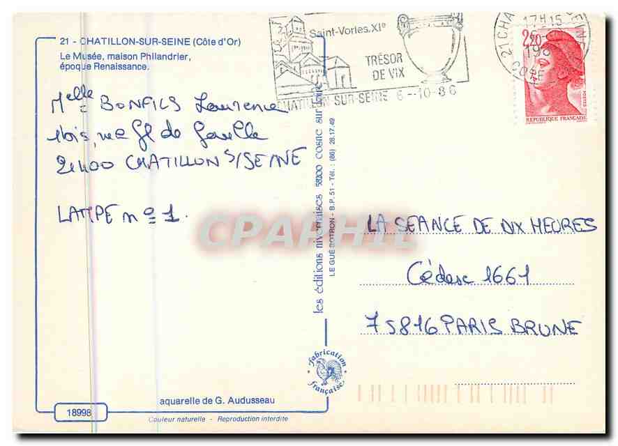 CPM Chatillon sur Seine Cote d'Or le Musee Maison Philandrier epoque Renaissance  — Rückseite