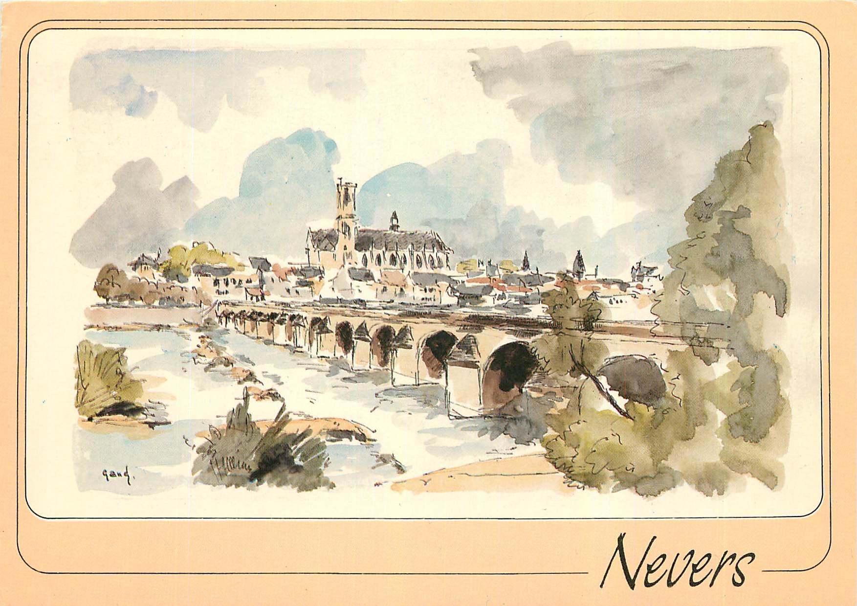 CPM Nevers Nievre le Pont sur la Loire et la Cathedrale Saint Cyr 