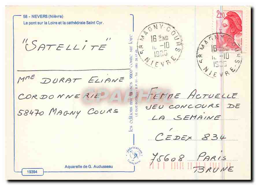 CPM Nevers Nievre le Pont sur la Loire et la Cathedrale Saint Cyr  — Rückseite