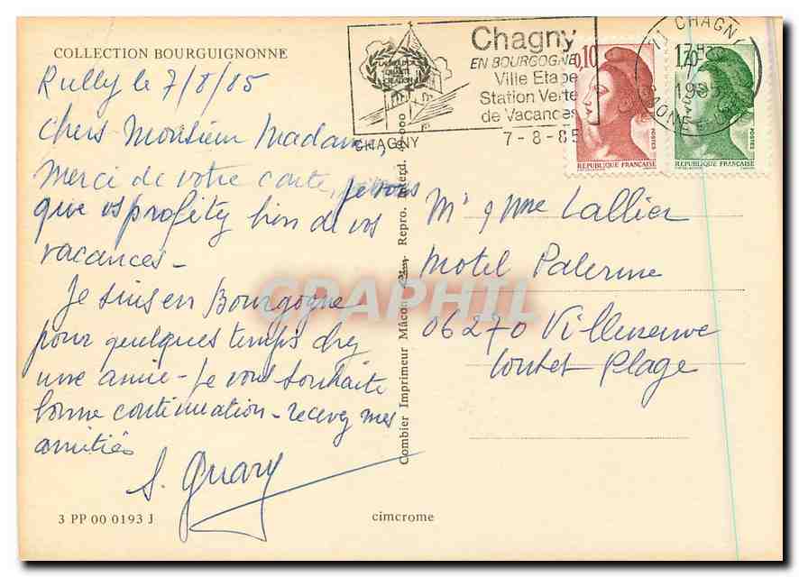 CPM La Bourgogne  — Rückseite