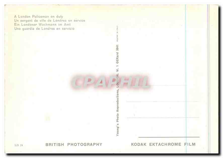 CPM Un Sergent de Ville de Londres en service Police — Rückseite