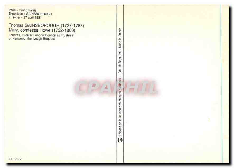 CPM Paris Grand Palais exposition Gainsborough Thomas Gainsborough 1727 1788 Mary Comtesse Howe 1732 — Verso