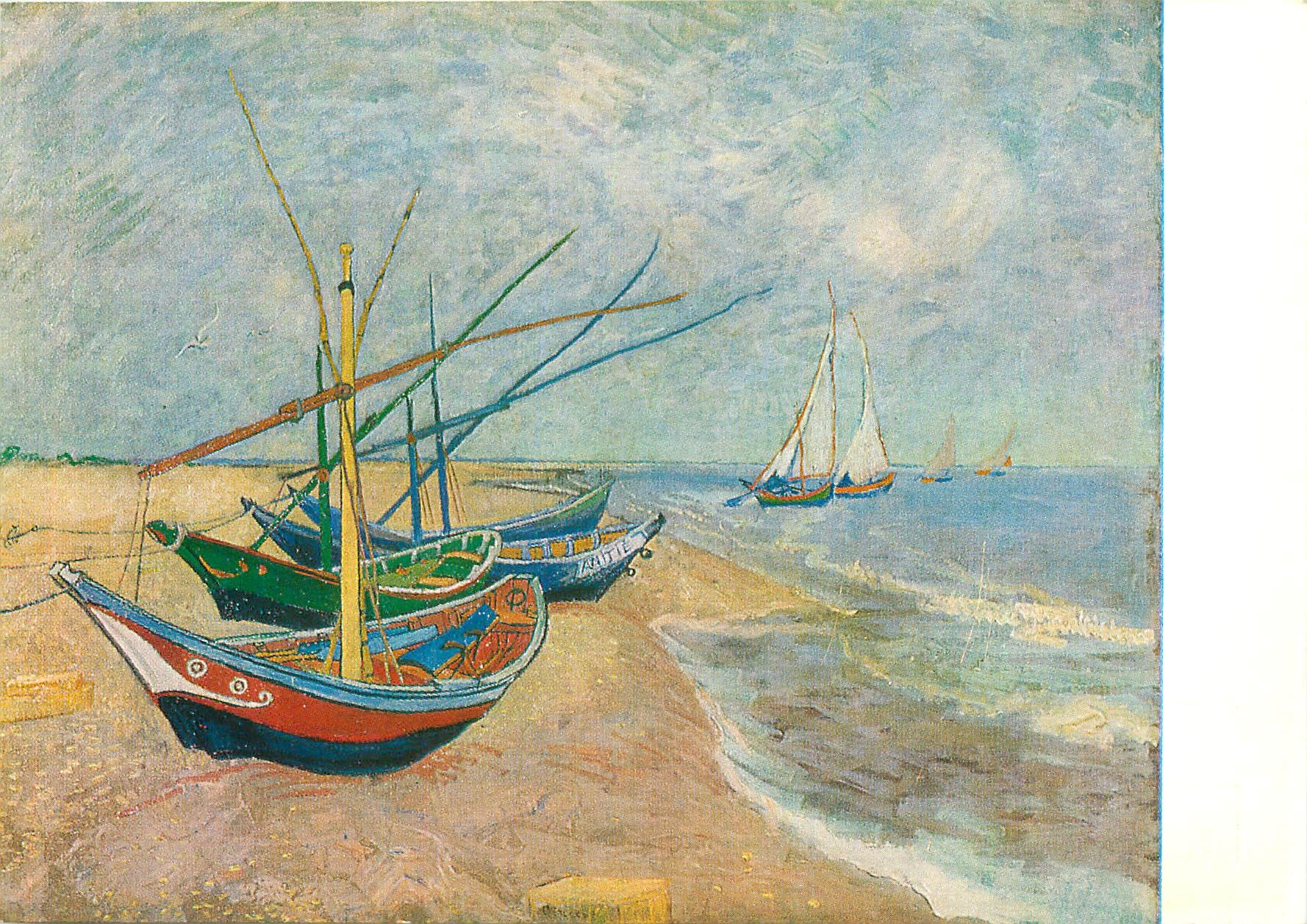 CPM Vincent Van Gogh 1853 1890 barques sur la plage 